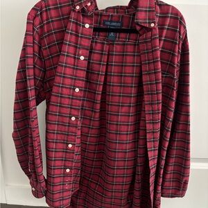 John Ashford Men's Red Plaid Button Down Shirt